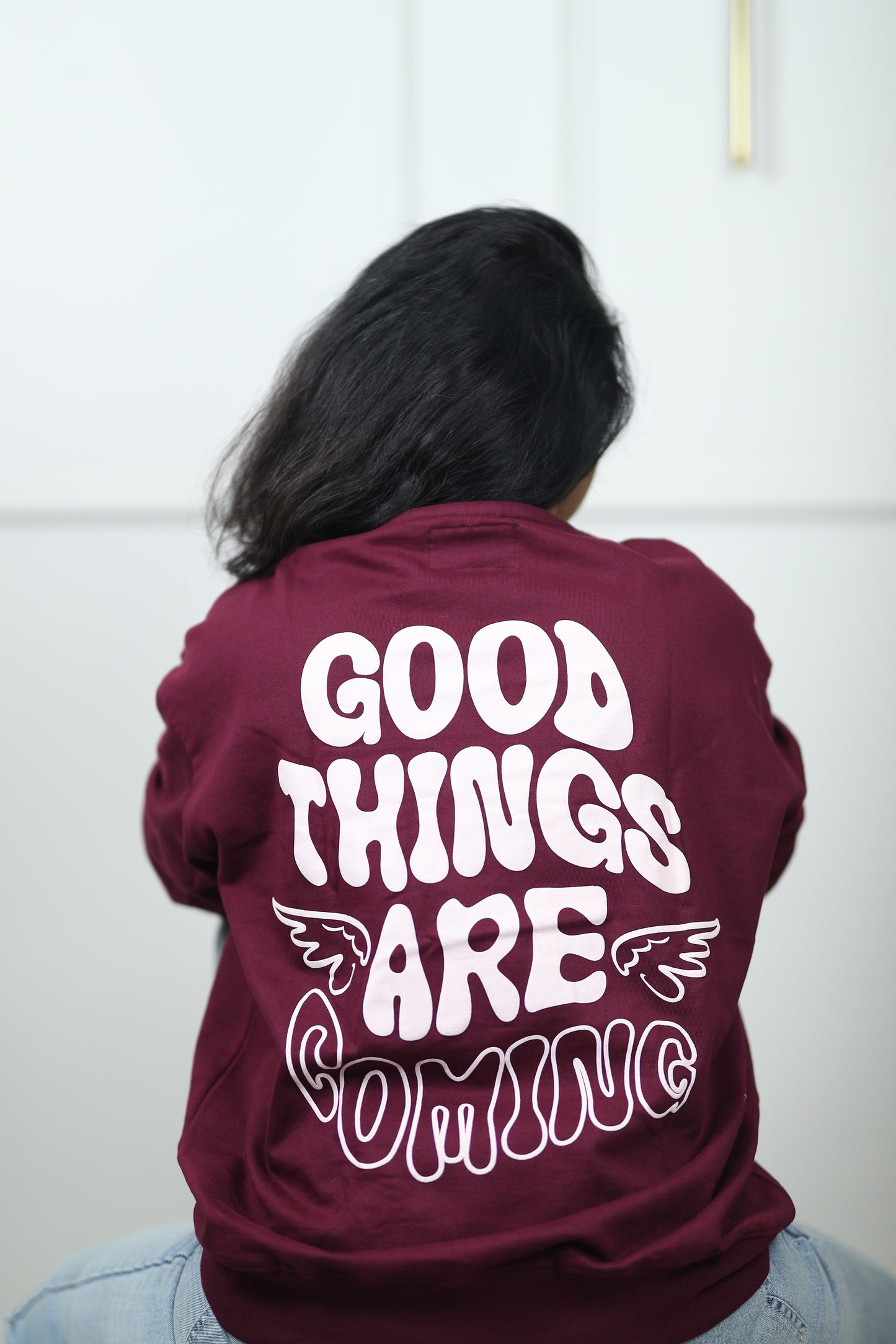 Good things are coming Unisex Sweatshirt in Wine (Limited Edition)
