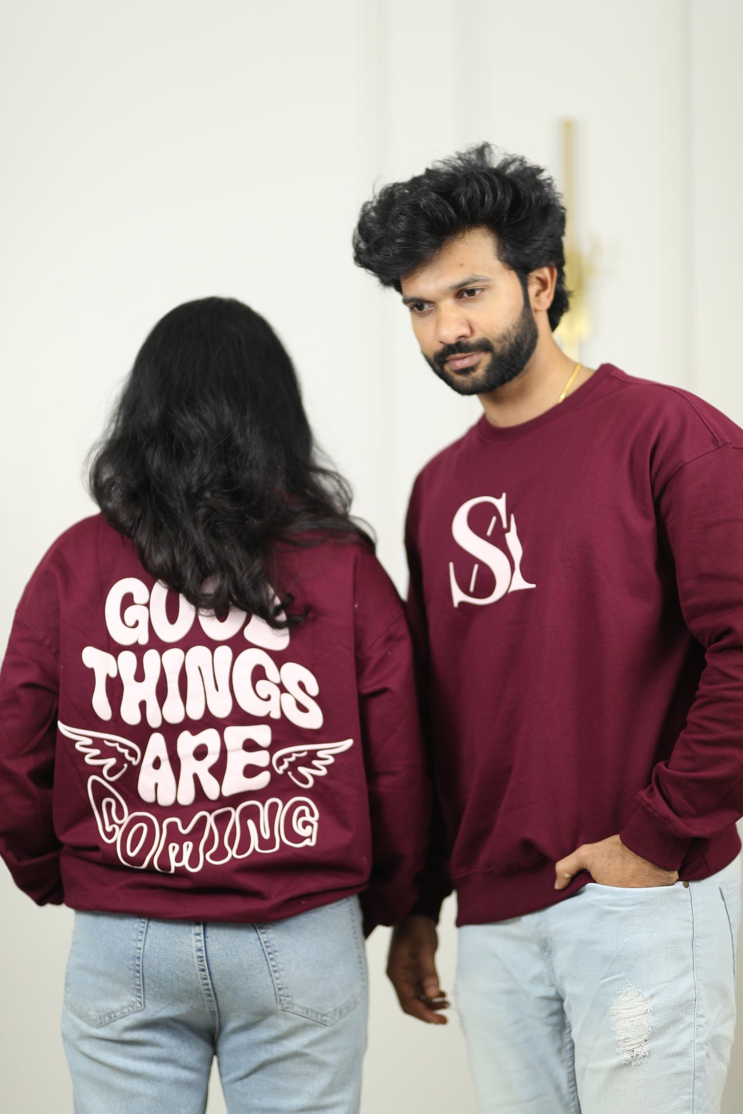 Good things are coming Unisex Sweatshirt in Wine (Limited Edition)