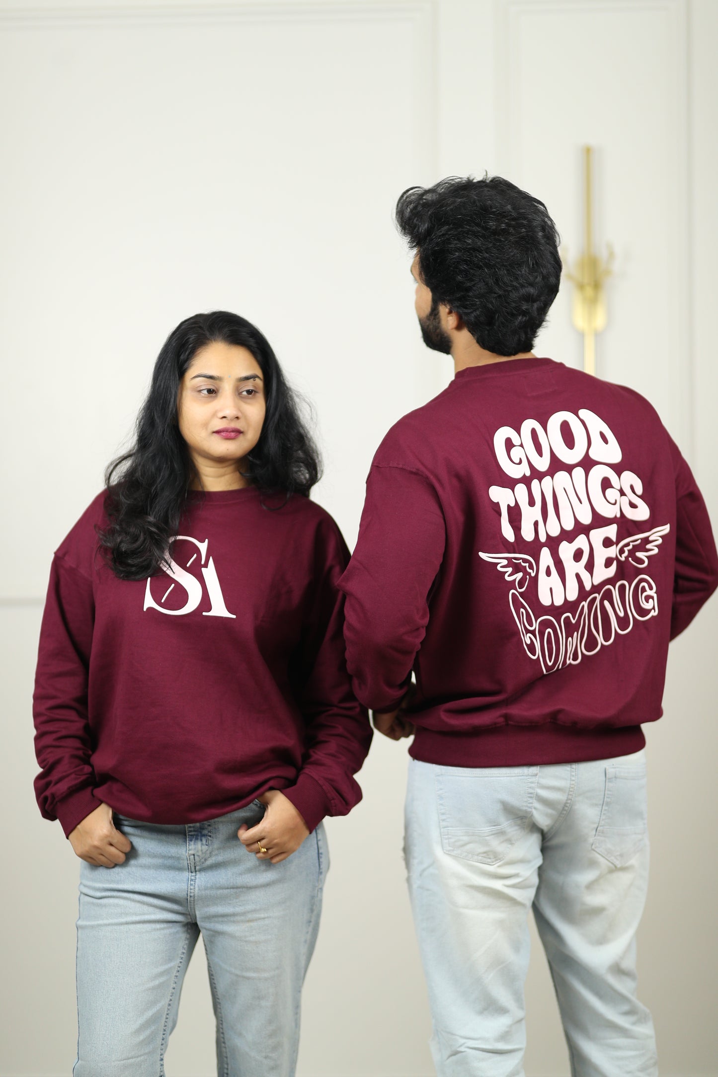 Good things are coming Unisex Sweatshirt in Wine (Limited Edition)