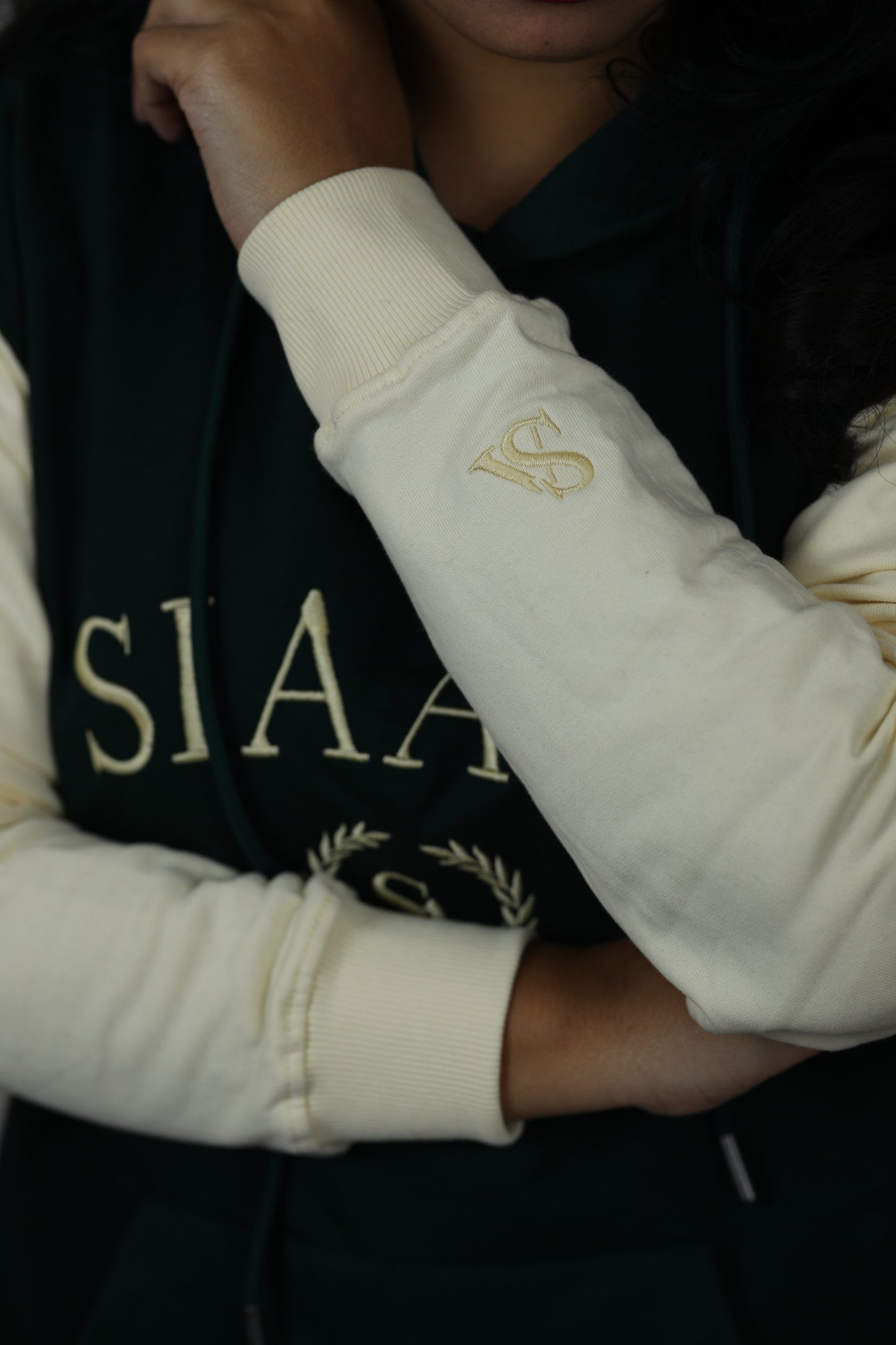 Graphic Double tone Oversized Embroidery Hoodie in Green (Limited Edition)