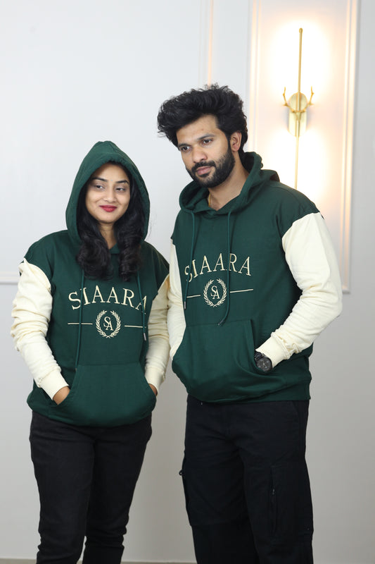 Graphic Double tone Oversized Embroidery Hoodie in Green (Limited Edition)