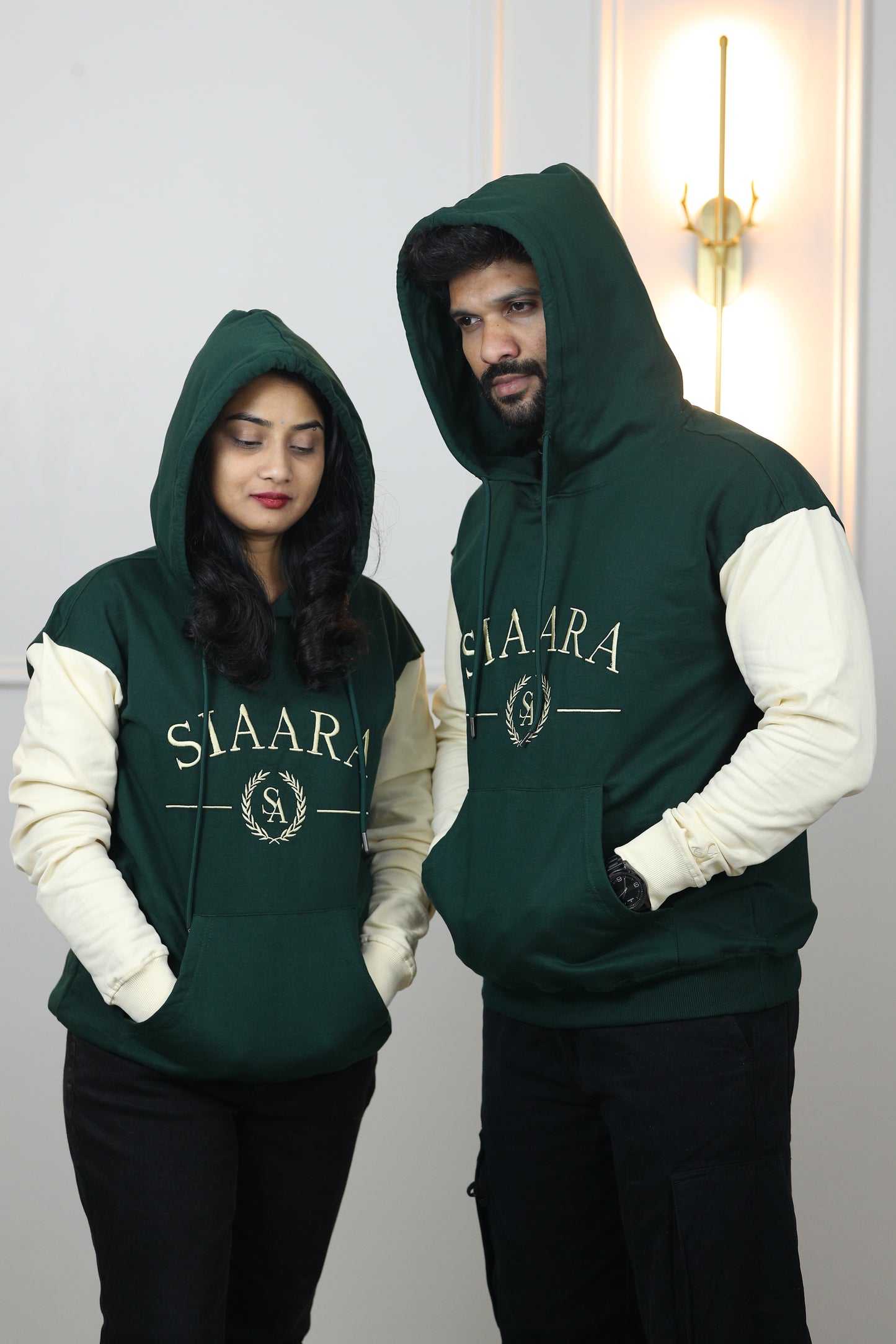 Graphic Double tone Oversized Embroidery Hoodie in Green (Limited Edition)