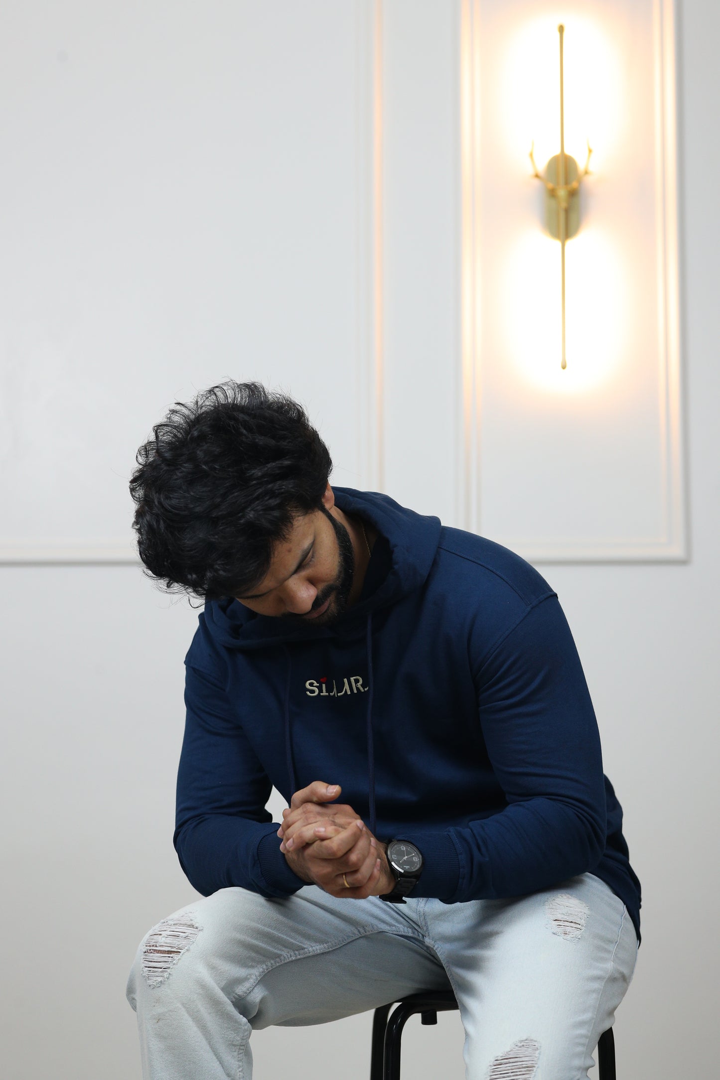 Words of Affirmation Oversized Embroidery Hoodie in Diesel Blue (Limited Edition)