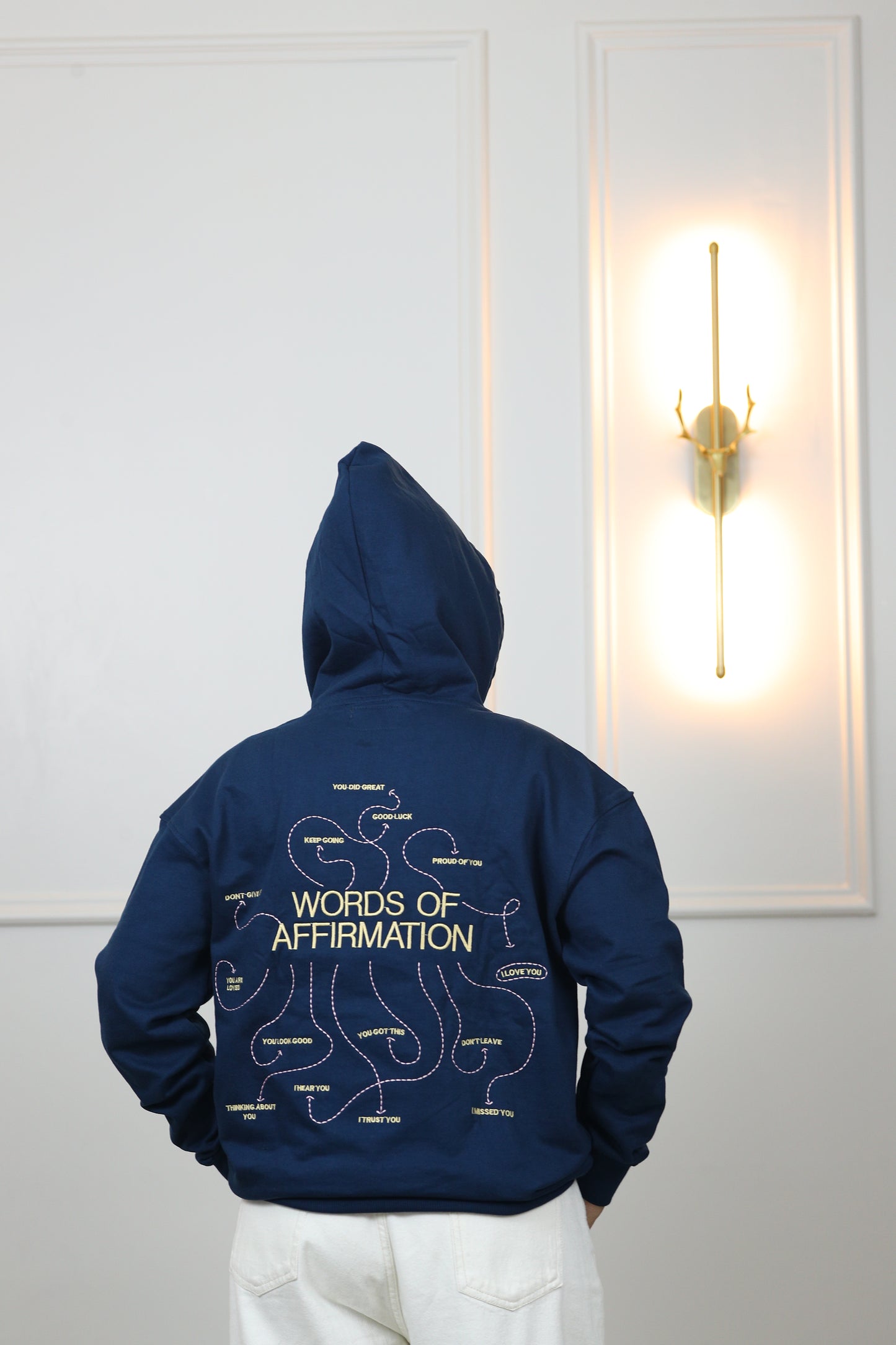 Words of Affirmation Oversized Embroidery Hoodie in Diesel Blue (Limited Edition)