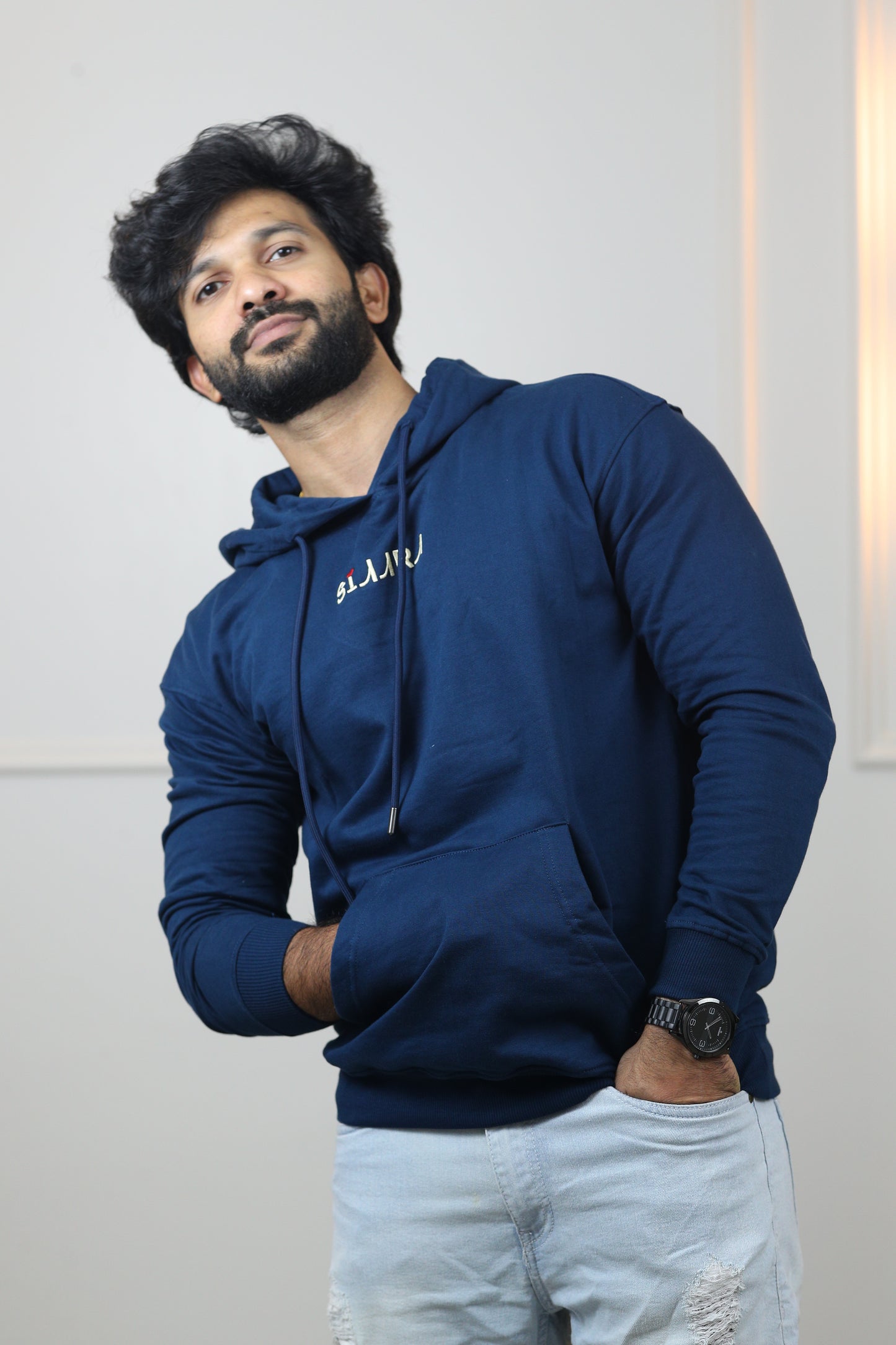 Words of Affirmation Oversized Embroidery Hoodie in Diesel Blue (Limited Edition)