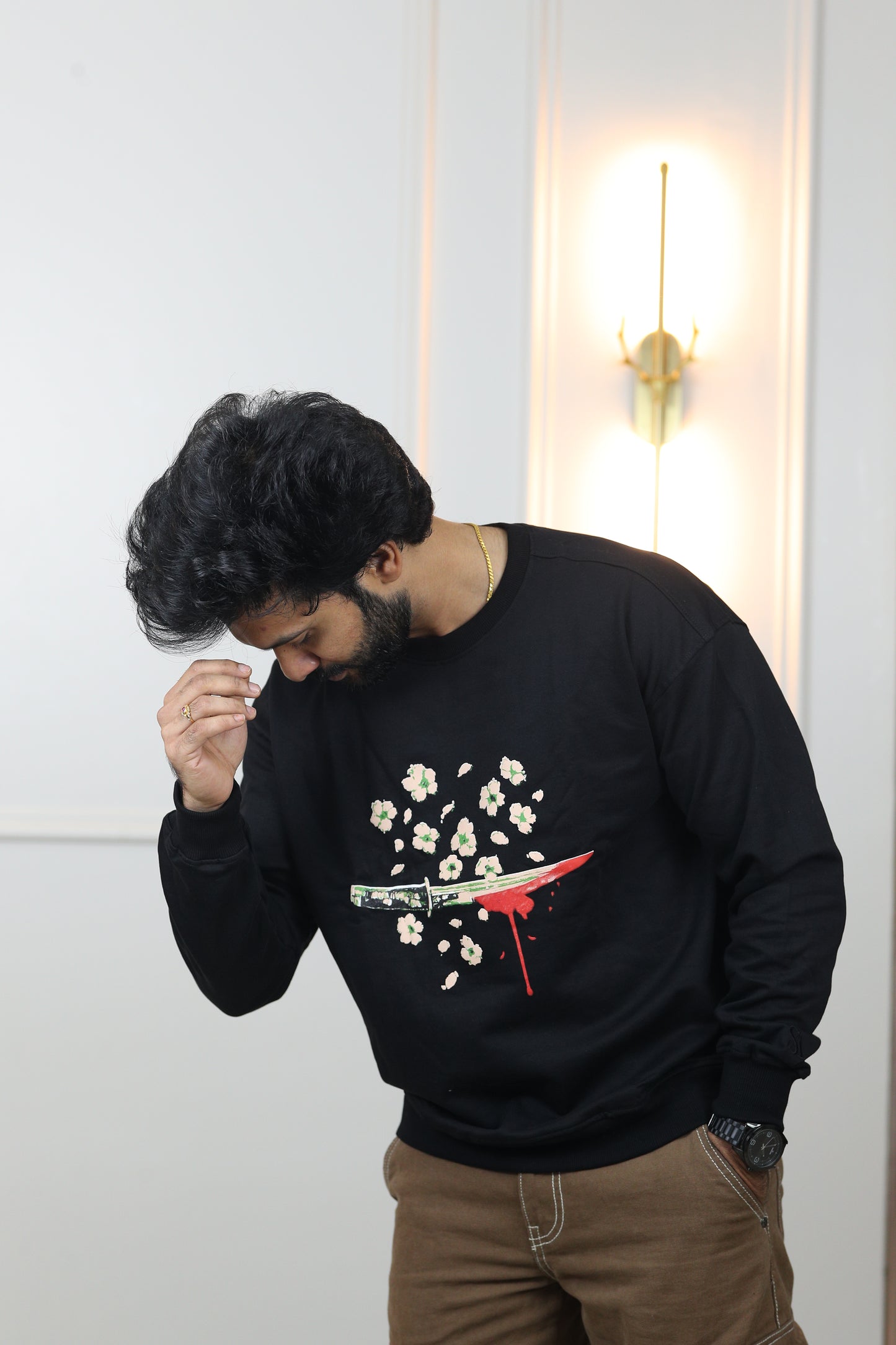 Anime Sword Blossoms Unisex Sweatshirt in Black (Limited Edition)