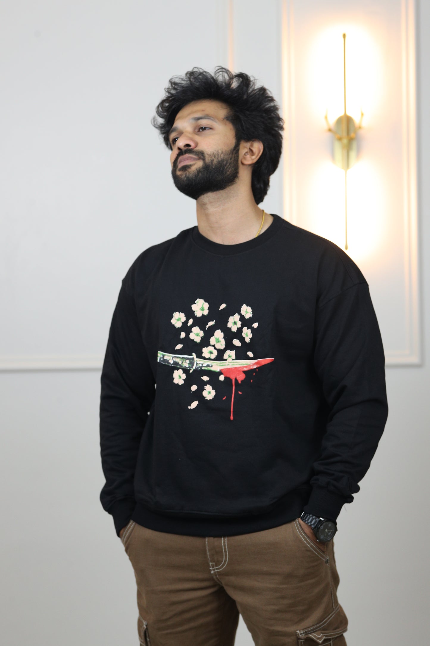 Anime Sword Blossoms Unisex Sweatshirt in Black (Limited Edition)