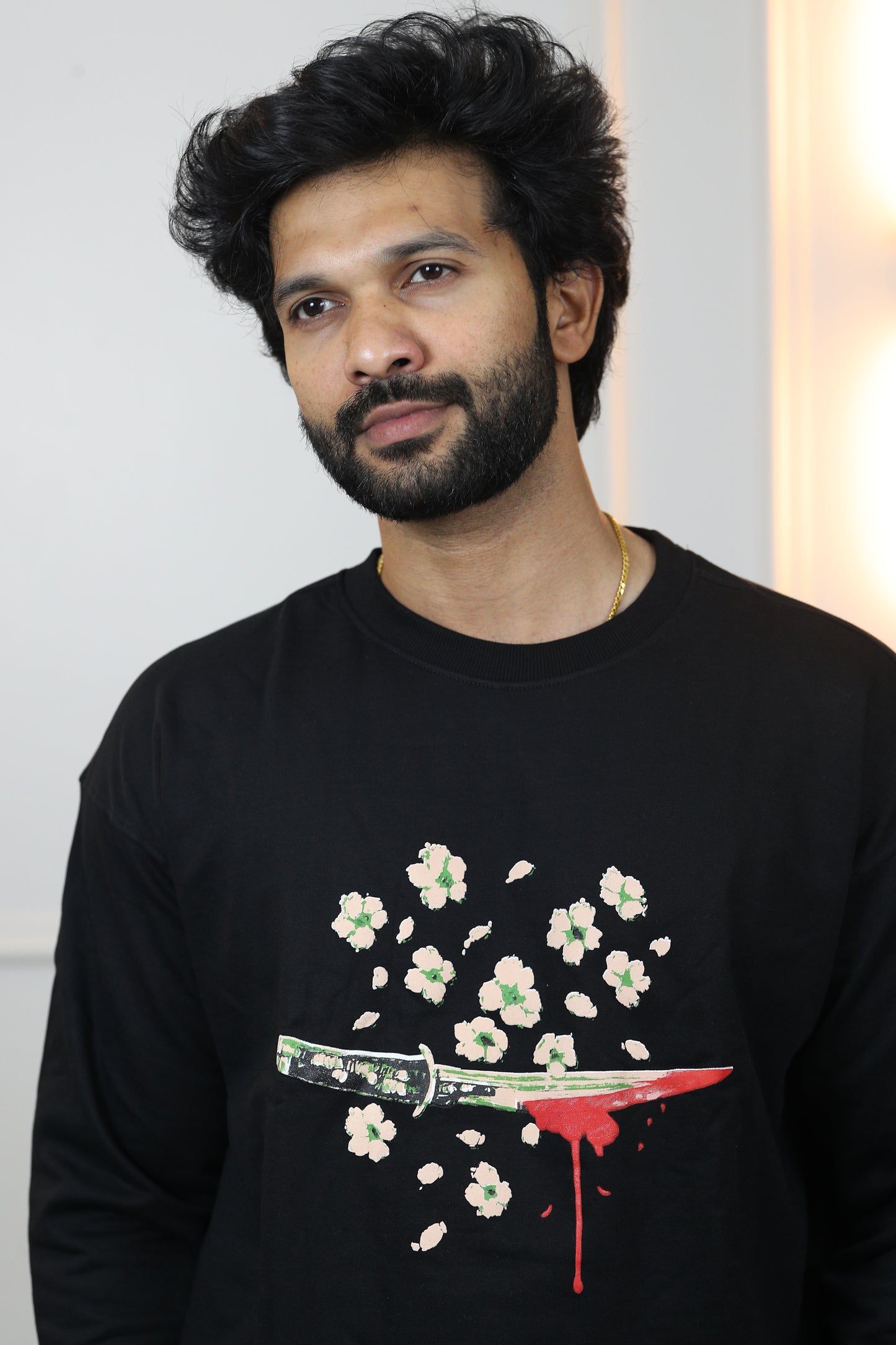 Anime Sword Blossoms Unisex Sweatshirt in Black (Limited Edition)