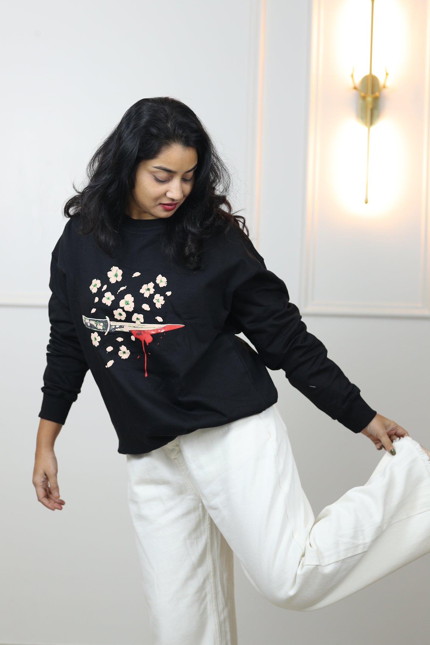 Anime Sword Blossoms Unisex Sweatshirt in Black (Limited Edition)