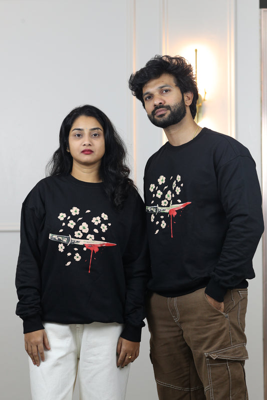 Anime Sword Blossoms Unisex Sweatshirt in Black (Limited Edition)