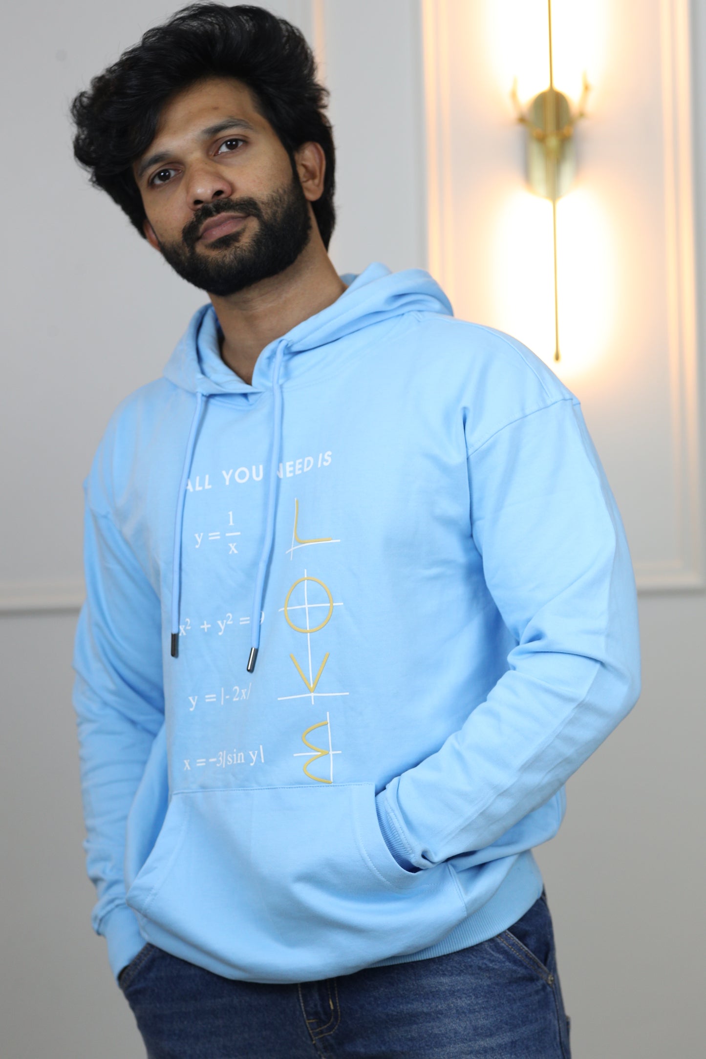 Mathematical Love Oversized Screen Printed Hoodie in Arctic Blue (Limited Edition)