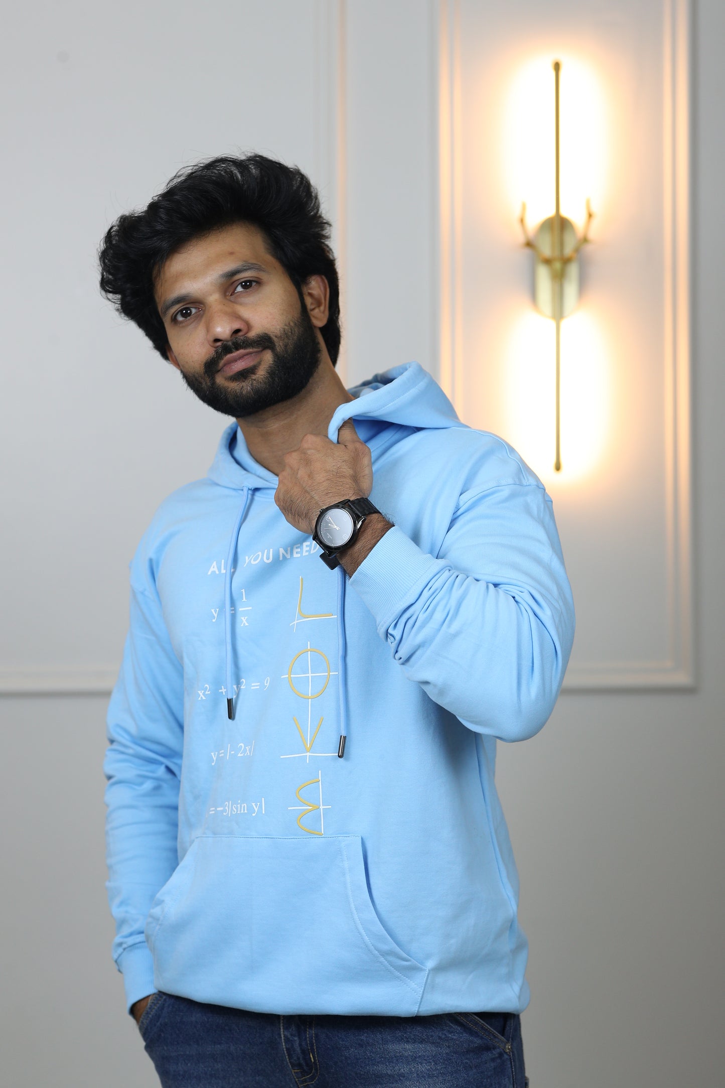 Mathematical Love Oversized Screen Printed Hoodie in Arctic Blue (Limited Edition)