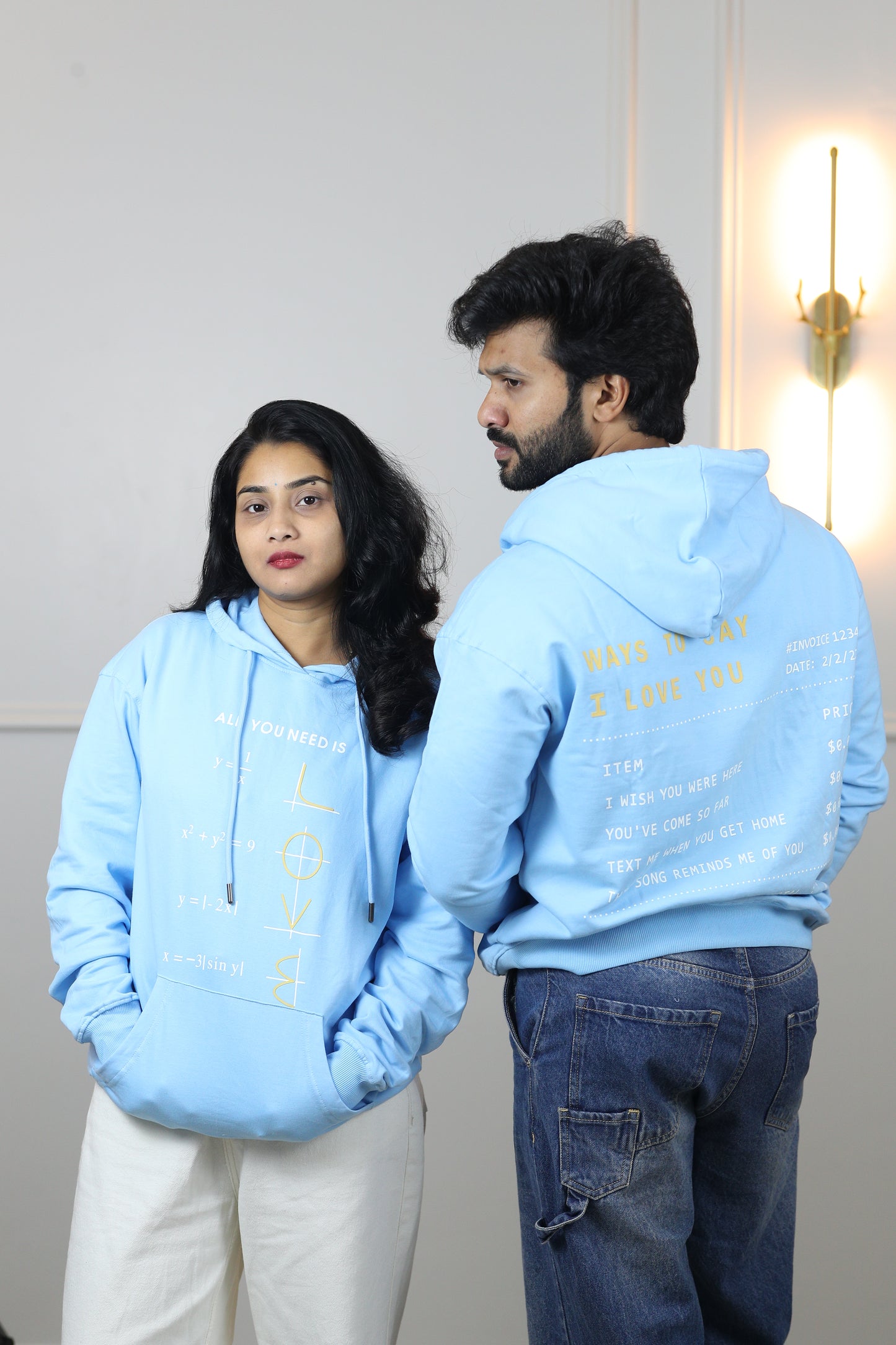 Mathematical Love Oversized Screen Printed Hoodie in Arctic Blue (Limited Edition)