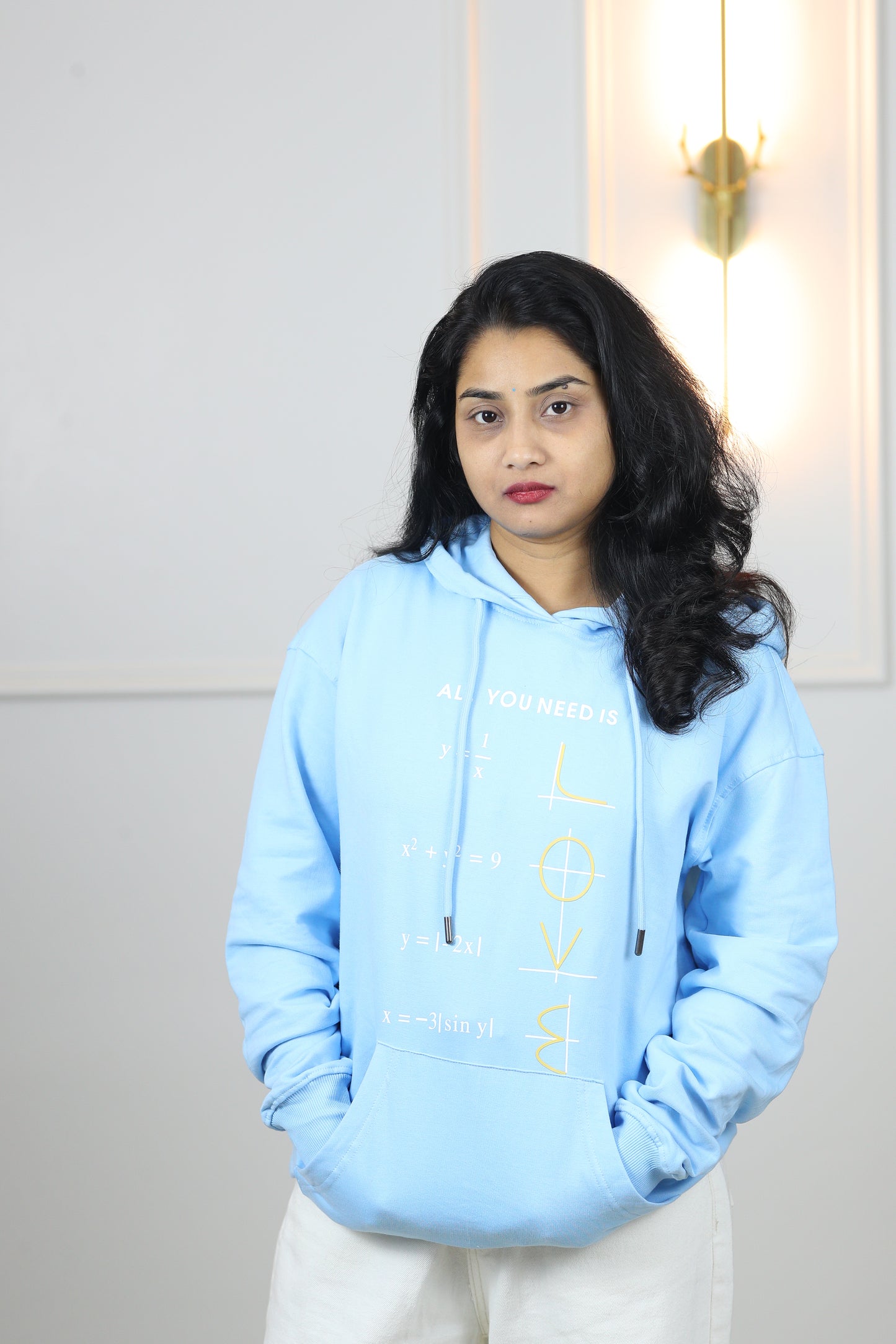 Mathematical Love Oversized Screen Printed Hoodie in Arctic Blue (Limited Edition)