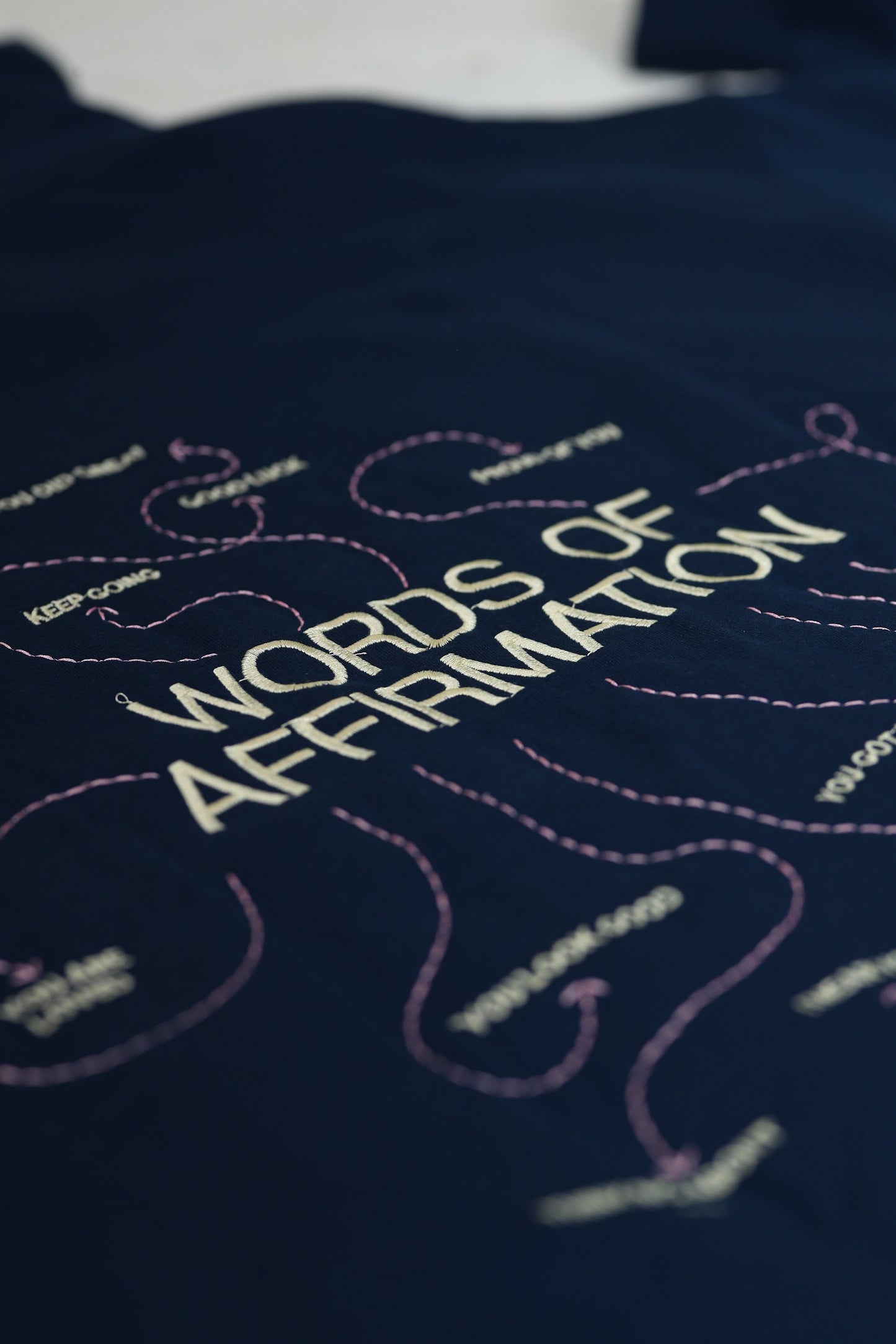 Words of Affirmation Oversized Embroidery Hoodie in Diesel Blue (Limited Edition)