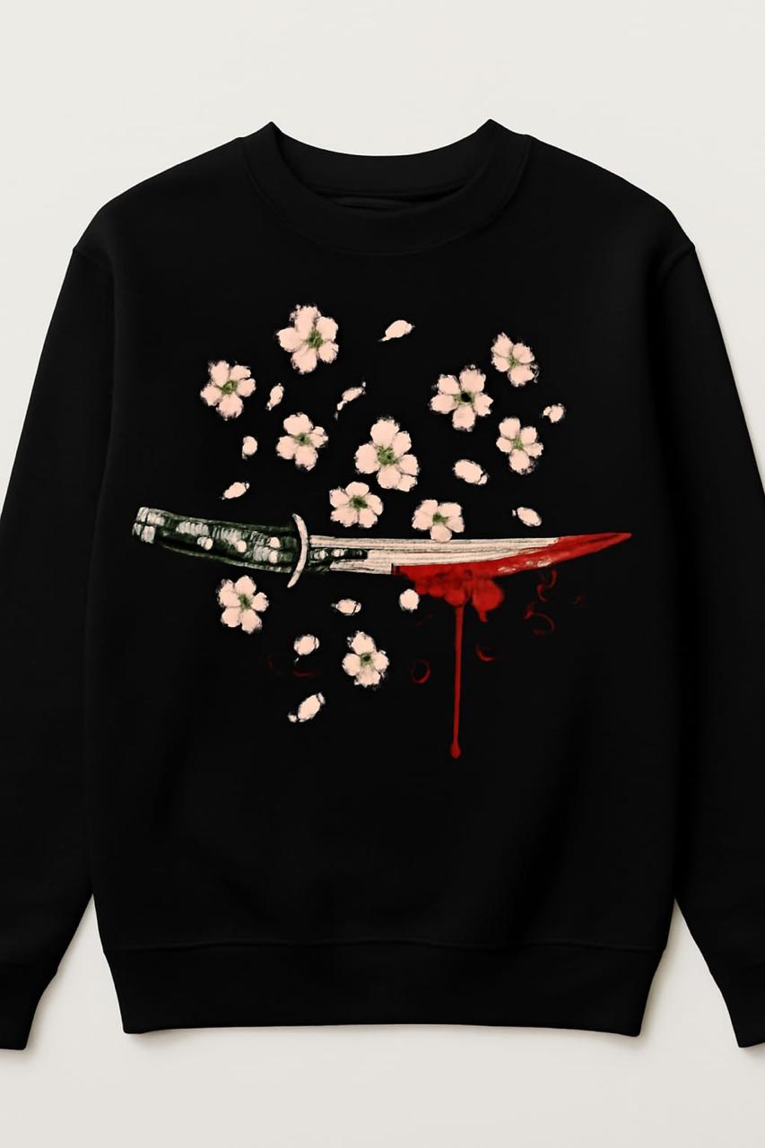 Anime Sword Blossoms Unisex Sweatshirt in Black (Limited Edition)